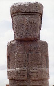Standing Ponce Monolith at Kalasasay, the Temple Area of Pre-Columbian Site, Built 8th-10th Century AD by Katie Attenborough