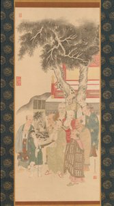 Ten Rakan Examining a Painting of White-Robed Kannon by Kato Nobukiyo
