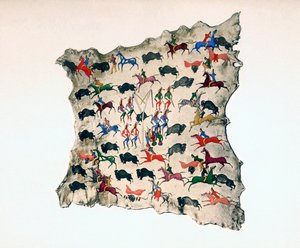 Moose Skin by North American Shoshone Indian, Showing Buffalo Hunt by Katsikodi