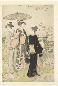 Admiring Cherry Blossoms at Asukayama by Katsukawa Shuncho