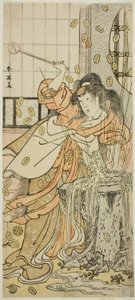 The Actor Segawa Kikunojo III as the Dragon Maiden Disguised as Osaku in the Play Sayo no Nakayama Hiiki no Tsurigane, Performed at the Nakamura Theater in the Eleventh Month, 1790 by Katsukawa Shun