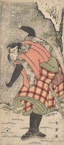 Unidentified Actor as a Kyokaku Standing at the Foot of a Cliff in a Snow Storm