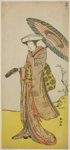 The Actor Nakayama Kojuro VI as Chinzei Hachiro Tametomo Disguised as Lady Hotoke in the Play Yukimotsu Take Furisode Genji, Performed at the Nakamura Theater in November 1785