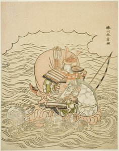 Taira no Atsumori Riding a Horse into the Sea by Katsukawa Shunsho