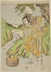 The Actor Matsumoto Koshiro II as Osada no Taro Kagemune Disguised as the Woodcutter Gankutsu no Gorozo, in Act Four (?) of the Play Nue no Mori Ichiyo no Mato, Performed at the Nakamura Theater by Katsukawa Shunsho