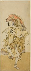 The Actor Nakamura Nakazo I as Onmaya Kisanda Disguised as the Lion Dancer Kakubei in the Play Chigo Torii Tobiiri Kitsune, Performed at the Ichimura Theater in the Eleventh Month, 1777