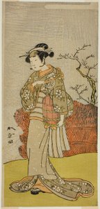 The Actor Yamashita Kinsaku II as Osaku in the Play Onna Aruji Hatsuyuki no Sekai, Performed at the Morita Theater in the Eleventh Month, 1773