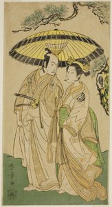 The Actors Arashi Hinaji I and Ichikawa Komazo II as Princess Sakura and Shimizu Tonoinosuke, in the Play Soga Moyo Aigo no Wakamatsu, Performed at the Nakamura Theater in the Third Month, 1769