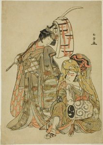 The Actors Nakamura Nakazo I as Onmaya Kisanda Dressed as Kakubei the Lion Dancer and Segawa Kikunojo III as Shizuka Gozen, in the Dance Sequence 