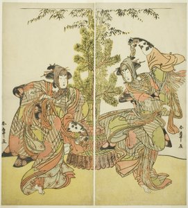 The Actors Segawa Kikunojo III as Yasukata and Iwai Hanshiro IV as Utou in the Play Godai Genji Mitsugi no Furisode, Performed at the Nakamura Theater in the Eleventh Month, 1782