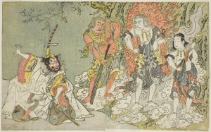 The Play Fuki Kaete Tsuki mo Yoshiwara (Rethatched Roof: The Moon also Shines Over the Yoshiwara Pleasure District), Performed at the Morita Theater in the Eleventh Month by Katsukawa Shunsho