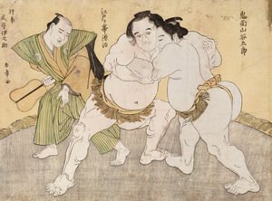 The Wrestling Match between Kimenzan Tanigoro and Edogasaki Gemji by Katsukawa Shunsho