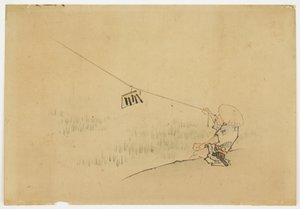 Farmer Flying Kite with Bird Clapper, ca. 1850