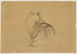 Man with Mallet Rolling Barrel