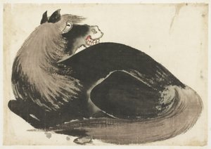 Reclining Horse by Katsushika (school of) Hokusai