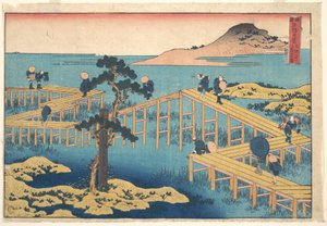 Ancient View of Yatsuhashi in Mikawa Province, from the series Remarkable Views of Bridges in Various Provinces by Katsushika Hokusai