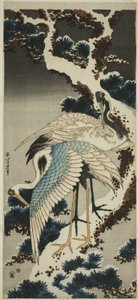 Cranes on Snow-covered Pine by Katsushika Hokusai