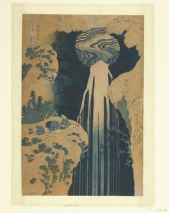 The Amida Waterfall along the Kisokaido Kisoji no oku Amida-ga-taki (title on object) A Journey to the Waterfalls in the Provinces (series title) Shokoku taki meguri (series title on object)