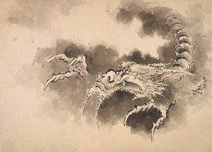 Dragon emerging from clouds, Edo period, 19th century by Katsushika Hokusai