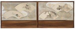 Four Fan Paintings Mounted on a Screen by Katsushika Hokusai