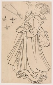 Girl Playing with a Battledore and Shuttlecock by Katsushika Hokusai