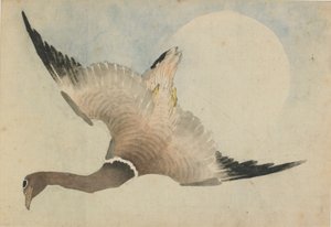 Goose Flying in Front of the Moon by Katsushika Hokusai