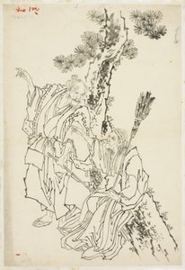 Jo and Uba; Theme of Takasago by Katsushika Hokusai