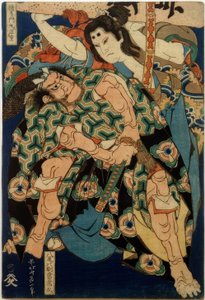 Kusunoki Tamonmaru Masashige and Yao no bettō Tsunehisa by Katsushika Hokusai
