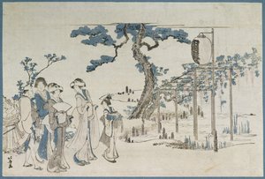 Ladies Visiting the Wisteria Gardens at Kameido