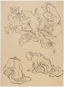 Men Dancing and Miscellaneous Figures by Katsushika Hokusai