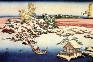 Snowy Landscape on the Sumida River, Japan by Katsushika Hokusai