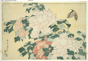 Peonies and Butterfly, from an Untitled Series of Large Flowers by Katsushika Hokusai