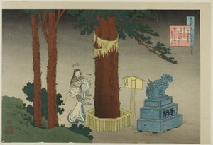 Poem by Chunagon Atsutada, from the series “One Hundred Poems Explained by a Wet Nurse” by Katsushika Hokusai