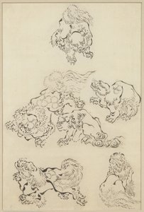 Six Lions by Katsushika Hokusai