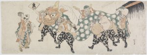 Six Male Gods Performing the Lion Dance, 1797-1819 by Katsushika Hokusai
