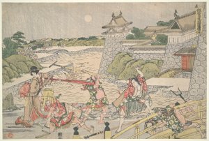 The Loyal League of Forty-seven Ronin (Chushingura), Act III: Kampei Attacked by Bannai and His Men by Katsushika Hokusai
