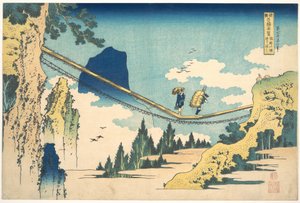 The Suspension Bridge on the Border of Hida and Etchū Provinces, from the series Remarkable Views of Bridges in Various Provinces by Katsushika Hokusai