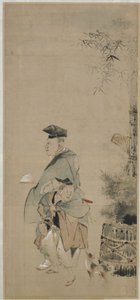Two entertainers strolling on the New Year, Edo period by Katsushika Hokusai
