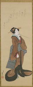 Woman Holding a Tobacco Pipe, Edo period by Katsushika Hokusai