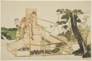 Women weaving on a loom