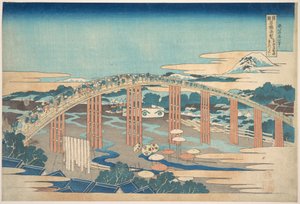Yahagi Bridge at Okazaki on the Tōkaidō, from the series Remarkable Views of Bridges in Various Provinces by Katsushika Hokusai