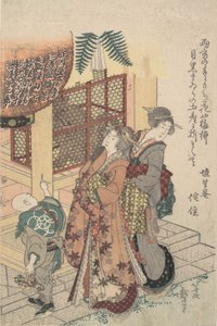 Young Ladies Paying Homage to a Shrine by Katsushika Hokusai