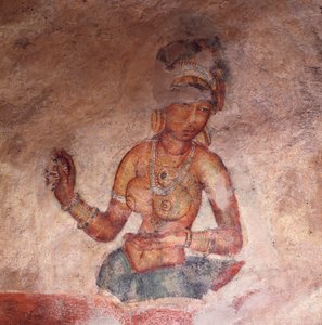 Apsaras, Heavenly Nymph Making an Offering, Fresco, Fortified Citadel of Sigiriya (UNESCO World Heritage List) by Alec Hunter
