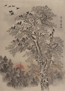 Flock of Crows at Dawn by Kawanabe Kyosai