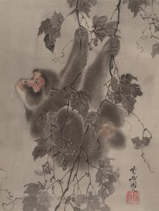 Monkey Hanging from Grapevines by Kawanabe Kyosai