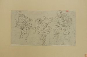 Three Kyogen Dancers, late 19th century by Kawanabe Kyosai