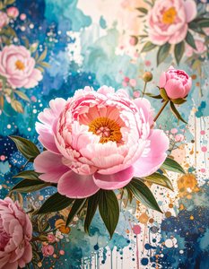 Pink Peonies Watercolor