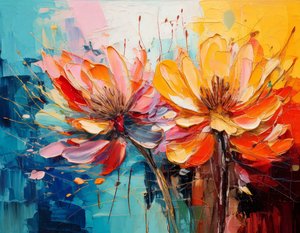 Vibrant Impasto Blooms