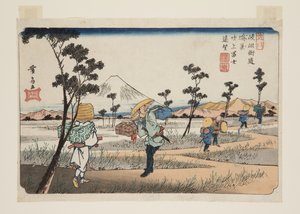 No. 8, Konosu: Distant view of Fuji at Fukiage