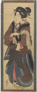 Waitress Holding a Black Lacquer Stand by Keisai Eisen